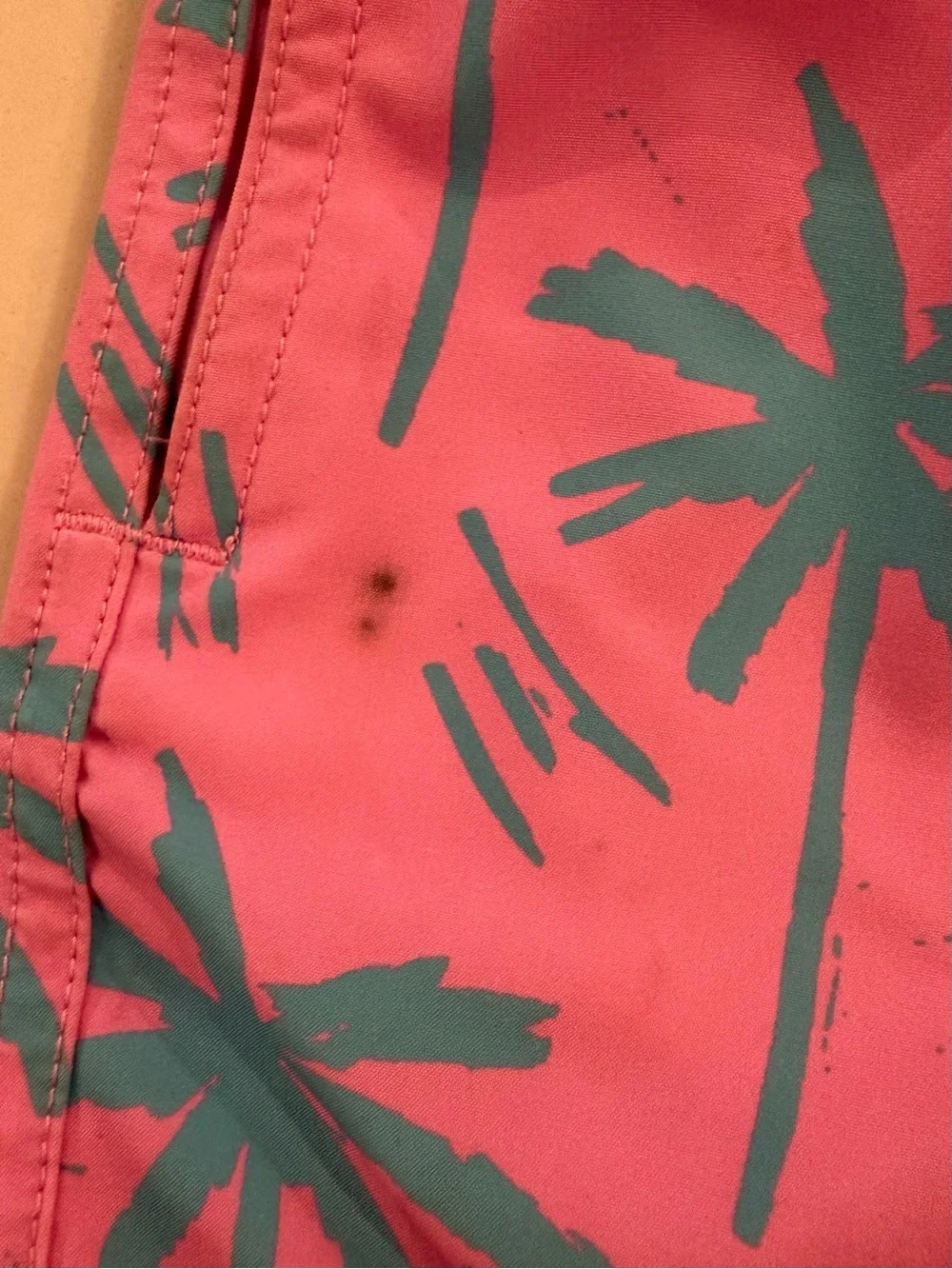 Chubbies. Boy 10-12yrs. Palm Tree Swim Shorts in Pink & Teal